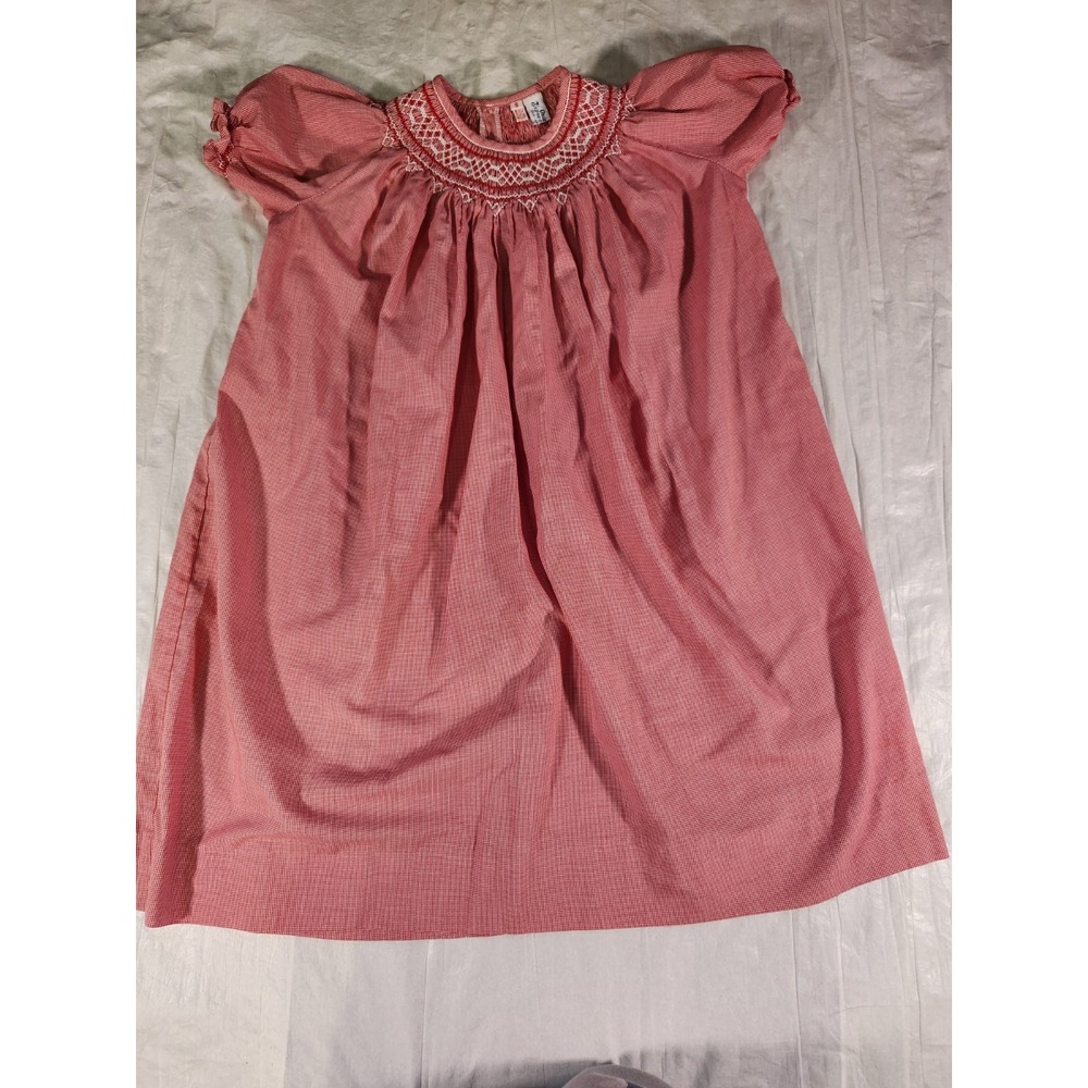 Vintage Orient Express Dress Check Sundress 6 Smocked Cotton Hk Cottagecore
